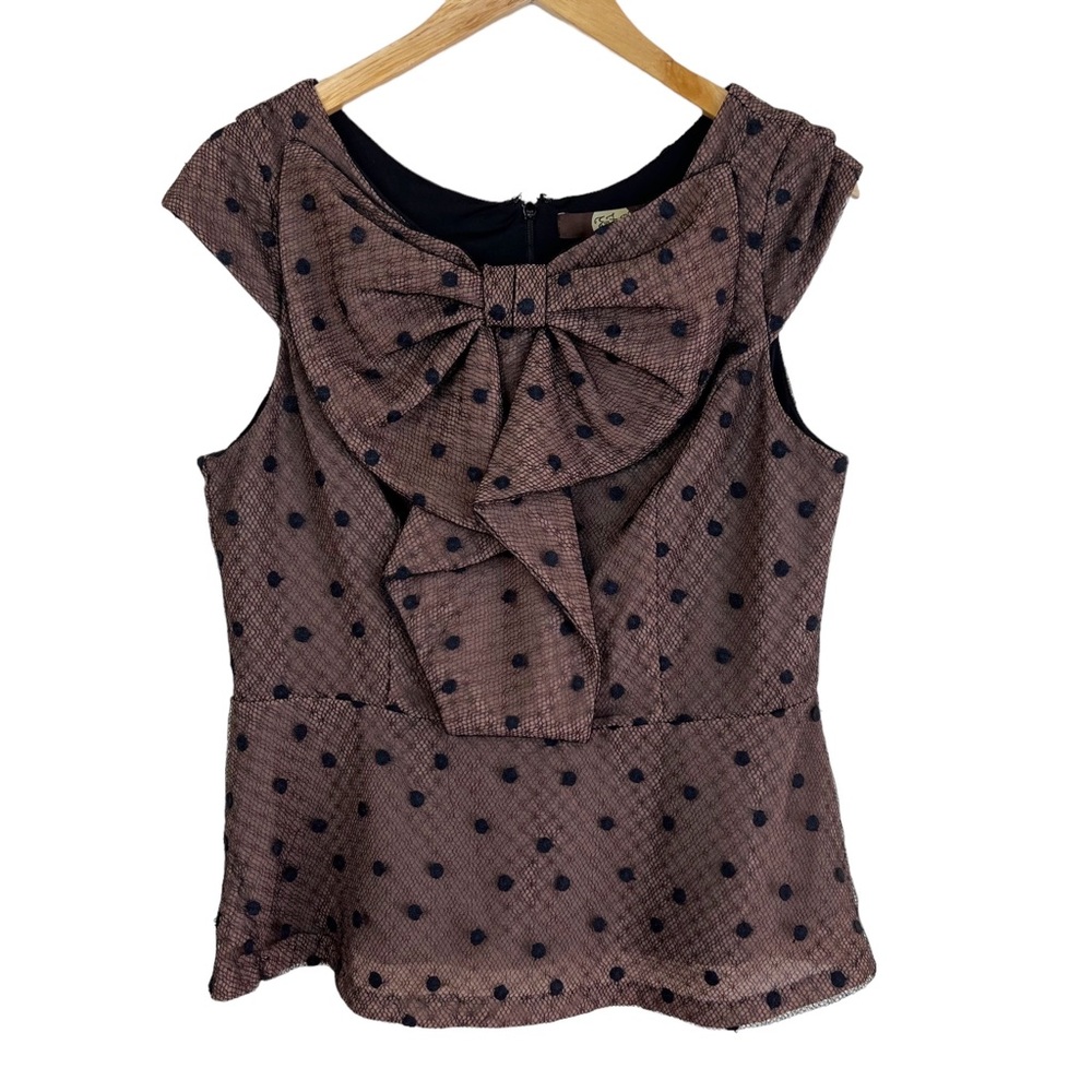 Eva Franco Bow Polka Dot Blouse Size 12